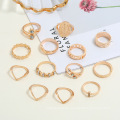 13 Stück Set Ring, personalisierte hohle Blumenblatt Geometrisch Gold Set Ring Großhandel